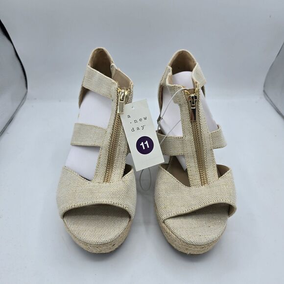 Women's Carla A New Day Espadrille Zip Sandals Cream Size 11 New With Tags Pumps - Picture 2 of 10